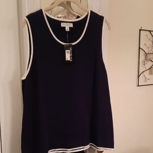 Kim Rogers Dark Blue Tank Top with White Trim